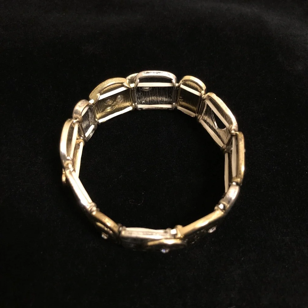Mixed Metal Spiral Pattern Inspirational Statement Bracelet